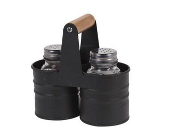 Σετ αλατοπίπερο μαύρο μέταλλο και γυαλί Canvas