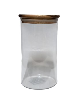 Γυάλινο βάζο 18χ10εκ με ξύλινο καπάκι