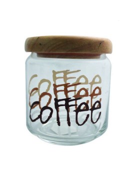 Γυάλινο βάζο καφέ 500ml με ξύλινο καπάκι coffee pop