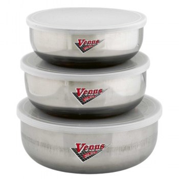 Ανοξείδωτα φαγητοδοχεία με καπάκι σετ 3τμχ  18303